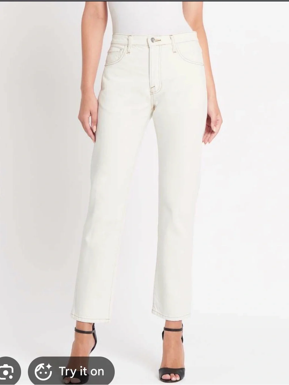 Frame Denim Straight-Leg High-Rise ale Slouch Jeans in Cream